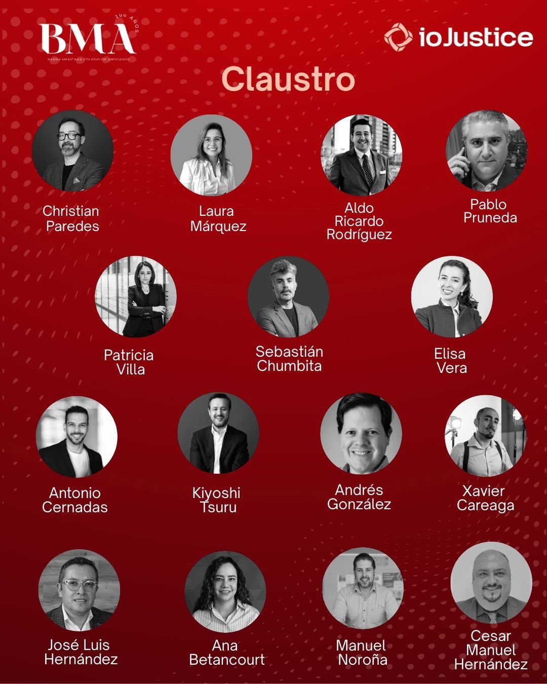Claustro docente del Diplomado (Barra Mexicana × ioJustice).